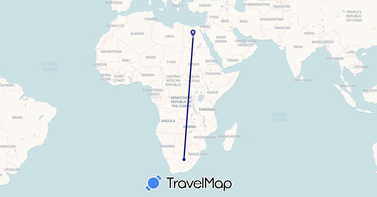 TravelMap itinerary: driving in Egypt, South Africa (Africa)